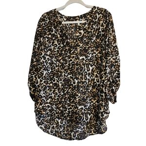 Cato Leopard Print Blouse - Black, Tan, Cream